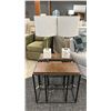 Image 1 : PAIR OF METAL FRAMED SIDE TABLES. W/ 2 MARBLE BASED TABLE LAMPS.