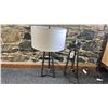 Image 1 : PAIR OF ASHLEY FURNITURE METAL BASED TABLE LAMPS. ONE WITHOUT SHADE.