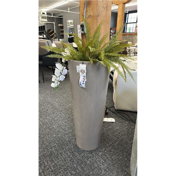 36" HIGH CERAMIC POT W/ ARTIFICIAL FERN. RETAIL $800