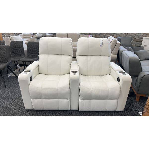 PALLISER ELITE POWER DOUBLE RECLINER, FROST LEATHER. RETAIL $3,000.