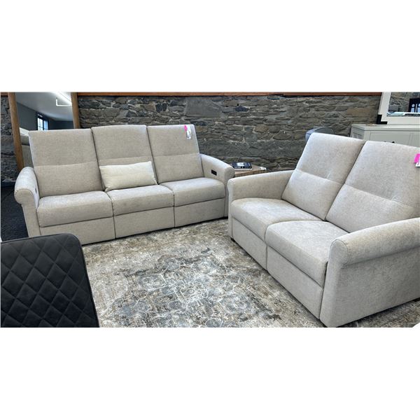 PALLISER SOFA SET. DOUBLE RECLINING SOFA. 82" WIDE. 59" WIDE LOVESEAT. RETAIL $10,000
