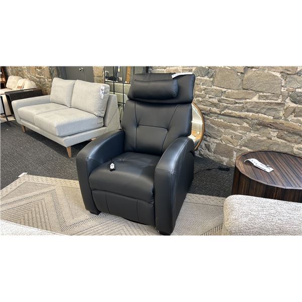 PALLISER MULTIFUNCTION LEATHER RECLINER. AIR MASSAGE. HEAT. RECLINE AND ADJUSTABLE LUMBAR SUPPORT.