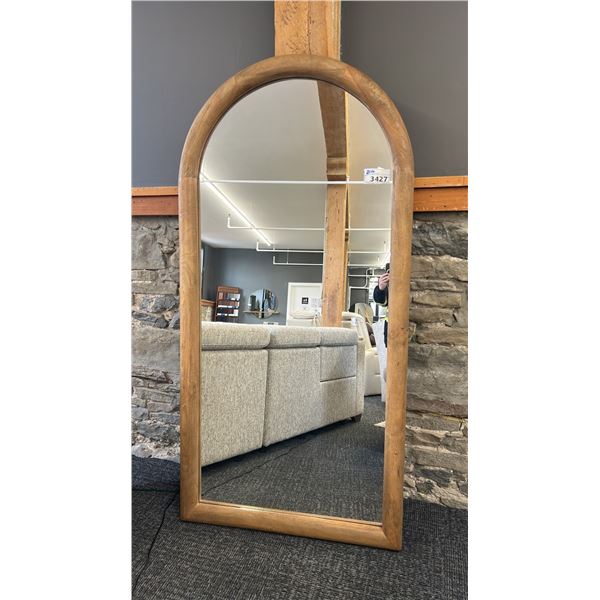 HARDWOOD FRAMED MIRROR. 38" X 6'.
