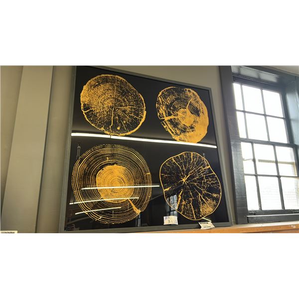 SUNPAN FURNITURE CROSS SECTION WALL ART, 48" X 48". RETAIL $1,800