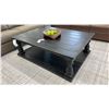Image 1 : ASHLEY FURNITURE RECTANGULAR COFFEE TABLE, 53" X 40". W/ WOODEN BOWL AND DISPLAY APPLES.