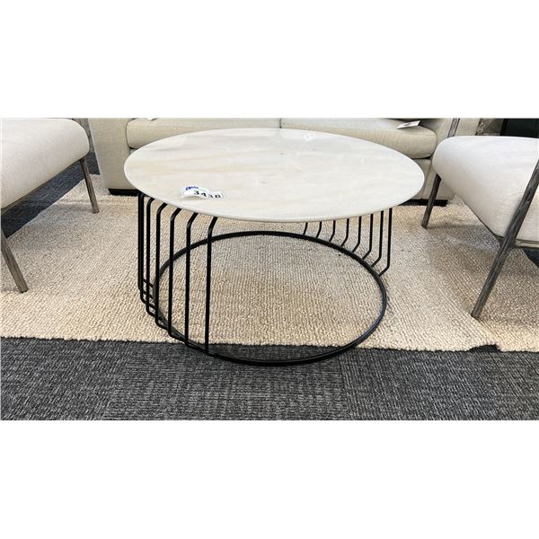 36" ROUND MARBLE TOP COFFEE TABLE.