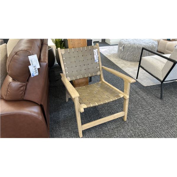 ASHLEY FURNITURE JAMESET ACCENT CHAIR LEATHER WEAVE. RETAIL $1,600