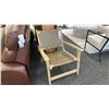 Image 1 : ASHLEY FURNITURE JAMESET ACCENT CHAIR LEATHER WEAVE. RETAIL $1,600