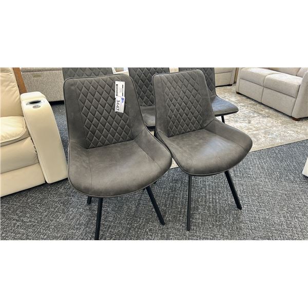 PAIR OF CHARCOAL SUEDE CHAIRS.