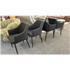 Image 1 : GROUP OF 4 CORCORAN BLACK WOOL CHAIRS, BLACK LEGS.