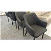 Image 2 : GROUP OF 4 CORCORAN BLACK WOOL CHAIRS, BLACK LEGS.