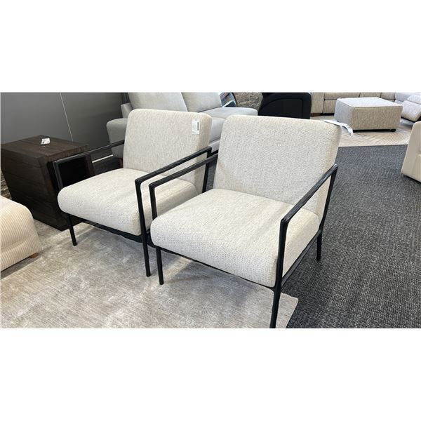 PAIR OF ASHLEY FURNITURE RYANDALE COARSE BLACK ACCENT CHAIRS.