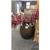 Image 1 : 24" HIGH CERAMIC POT W/ ARTIFICIAL FLOWERS.