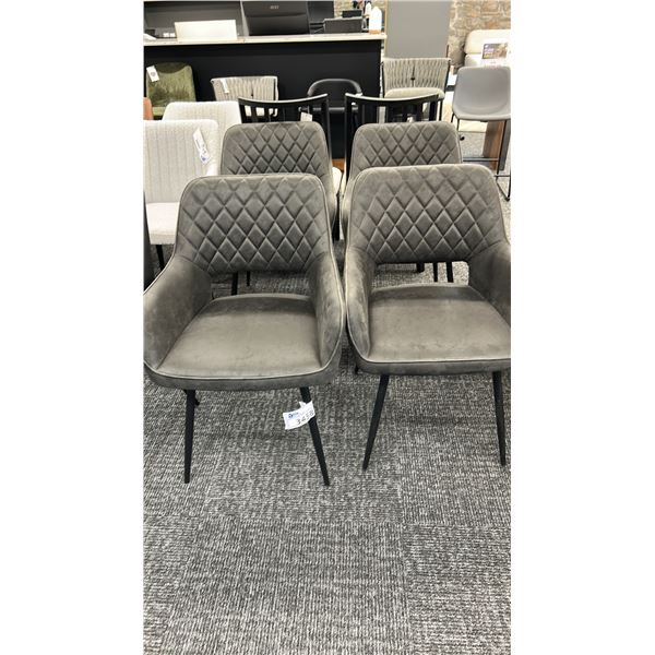 GROUP OF 4 GROUPE COCORAN SUEDE CHAIRS.