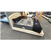 Image 2 : PALLISER QUEEN SIZE BEIGE LEATHER BED FRAME. MATTRESS NOT INCLUDED.