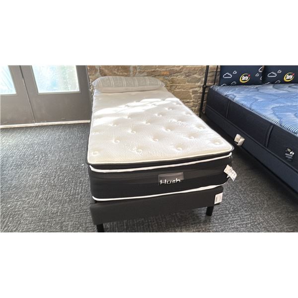 HUSH TWIN XL MATTRESS POLAR HYBRID W/ TWIN PLATFORM BASE. W/ CUSHION