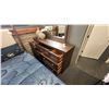 Image 2 : MAGNUSSEN FURNITURE 7 DRAWER DRESSER W/ BEVELED MIRROR, 64" WIDE. W/ DECOR ITEMS AS IN PHOTO