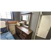 Image 3 : MAGNUSSEN FURNITURE 7 DRAWER DRESSER W/ BEVELED MIRROR, 64" WIDE. W/ DECOR ITEMS AS IN PHOTO