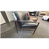 Image 2 : ASHLEY FURNITURE BLACK LEATHER PUCKMAN ACCENT CHAIR, BRONZE METAL FRAME. RETAIL $1,500