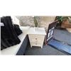 Image 1 : MAGNUSSEN FURNITURE SMALL 2 DRAWER NIGHTSTAND. W/ DECOR ARTIFICIAL PLANT.
