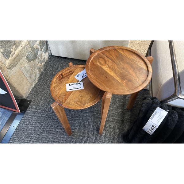 PAIR OF SURYA MANGO WOOD NESTING TABLES