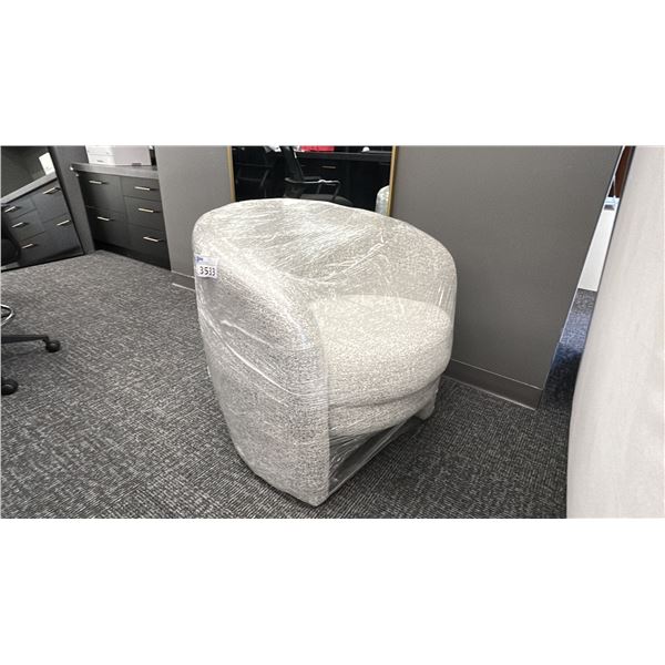 GREY UPHOLSTERED BUCKET CHAIR
