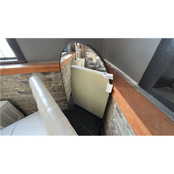 ARCH TOP FLOOR MIRROR 40" X 72" BLACK METAL FRAME. RETAIL $1,000
