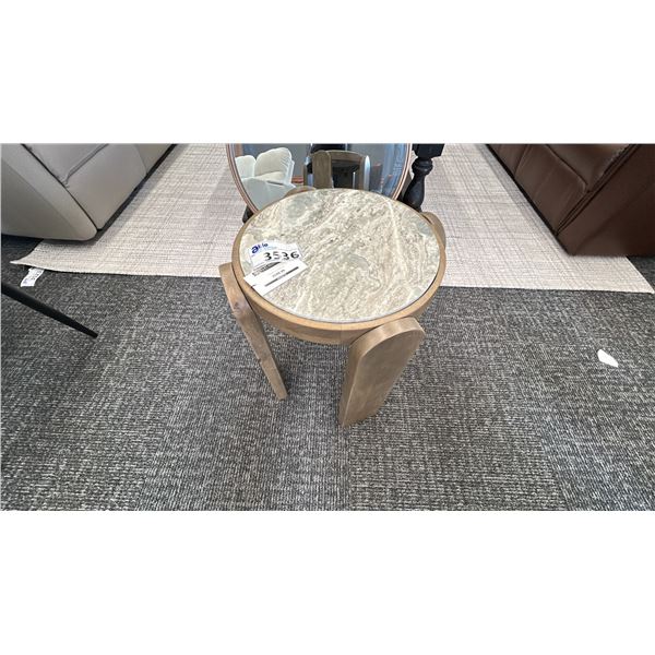 GRANITE TOP END TABLE W/ WOOD FRAME