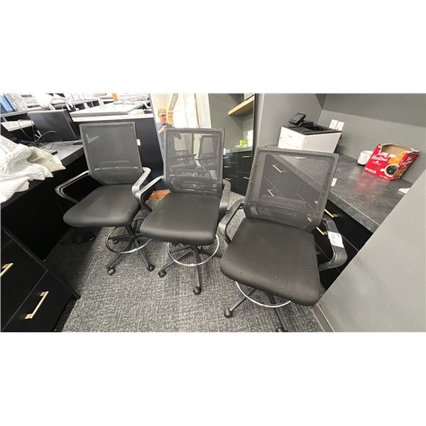 GROUP OF 3 MESH BACK TALL WORK CHAIRS