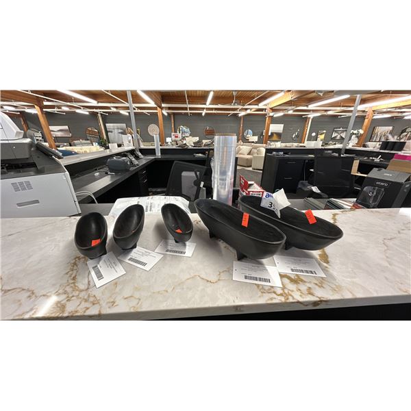 GROUP OF 5 BLACK ALUMINUM BOAT BOWLS