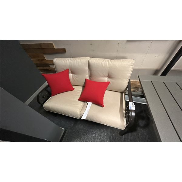 WOODARD SANTA MONICA PATIO LOVESEAT W/ CUSHIONS. 51" WIDE.