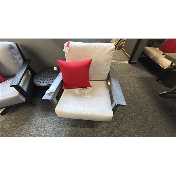 C.R. PLLASTICS SWIVEL ARM CHAIR SLATE GREY, W/ CUSHION