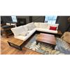 Image 1 : CUSHIONED PATIO SET 8'8" X 8'8". ALUMINUM FRAMED TEAK WOOD 3' X 3' TABLE. W/ CUSHIONS