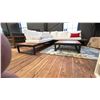 Image 4 : CUSHIONED PATIO SET 8'8" X 8'8". ALUMINUM FRAMED TEAK WOOD 3' X 3' TABLE. W/ CUSHIONS