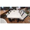 Image 2 : 72" X 37" NAPA PATIO DINING SET, WEATHER PROOF WHITE & NAVY. 6 CHAIRS. RETAIL $4,300