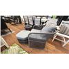 Image 2 : ASHLEY FURNITURE CUSHIONED PATIO CHAIR & SIDE TABLE. W/STOOL