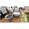 Image 3 : ASHLEY FURNITURE CUSHIONED PATIO CHAIR & SIDE TABLE. W/STOOL