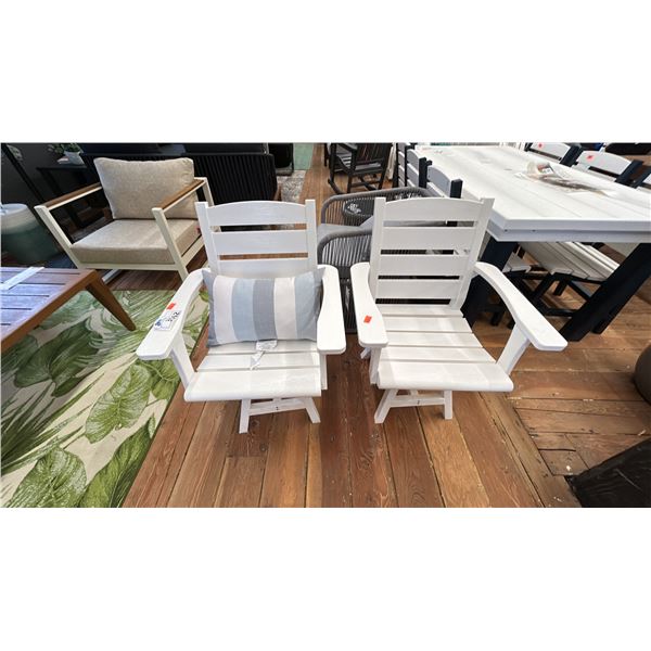 PAIR OF C.R. PLASTICS NAPA PATIO SWIVEL DINING CHAIRS
