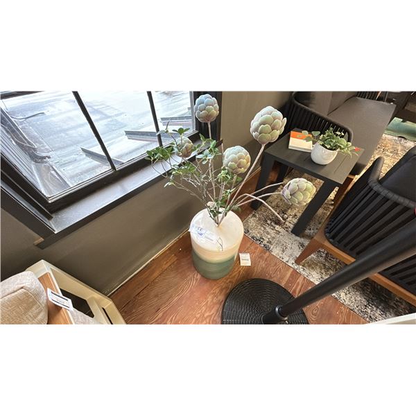 SURYA WAVERLY STOOL/SIDE TABLE/ACCENT PIECE W/ ARTIFICIAL PLANTS