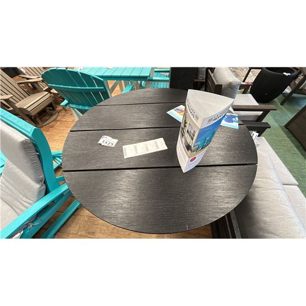 40" ROUND TALL PATIO TABLE. C.R. PLASTICS. BLACK LWOODGRAIN.