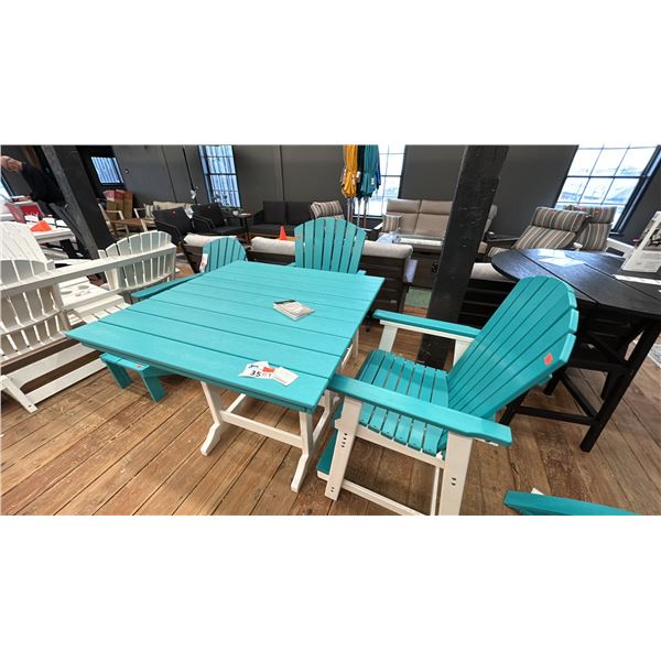 TALL PATIO SET. 42" X 42" TABLE. W/ 2 CHAIRS. ASHLEY FURNITURE SIGNATURE BRAND.