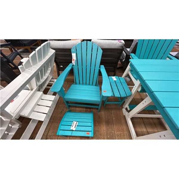 ASHLEY FURNITURE TURQUOIS ADIRONDACK STYLE CHAIR W/ FOOT REST.