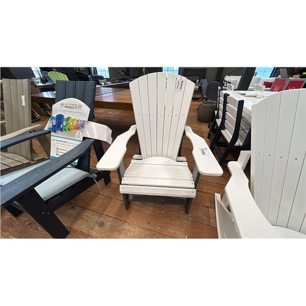 C.R. PLASTICS ADIRONDACK STYLE ROCKING CHAIR, WHITE & NAVY.