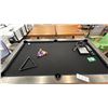 Image 2 : PLANK & HIDE CO. DELUXE 8' POOL TABLE BLACK CLOTH, W/ CUE SET, ACCESSORIES, REPAIR KIT.