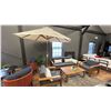 Image 1 : FIG & CHERRY 5 PIECE PATIO SET. 80" WIDE SOFA, 2 SIDE CHAIRS, 48" TEAK COFFEE TABLE,