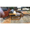 Image 5 : FIG & CHERRY 5 PIECE PATIO SET. 80" WIDE SOFA, 2 SIDE CHAIRS, 48" TEAK COFFEE TABLE,