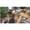 Image 6 : FIG & CHERRY 5 PIECE PATIO SET. 80" WIDE SOFA, 2 SIDE CHAIRS, 48" TEAK COFFEE TABLE,