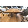 Image 2 : FIG & CHERRY PATIO DINING SET. 6 FORMO CUSHIONED CHAIRS. 80" X 38" TABLE. TEAK FINISH WOOD.