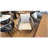 Image 3 : FIG & CHERRY PATIO DINING SET. 6 FORMO CUSHIONED CHAIRS. 80" X 38" TABLE. TEAK FINISH WOOD.