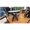 Image 2 : FIG & CHERRY 2 SEAT PATIO TABLE SET 32" ROUND TABLE ALUMINUM FRAME, MARBLE TOP. 2 CUSHIONED